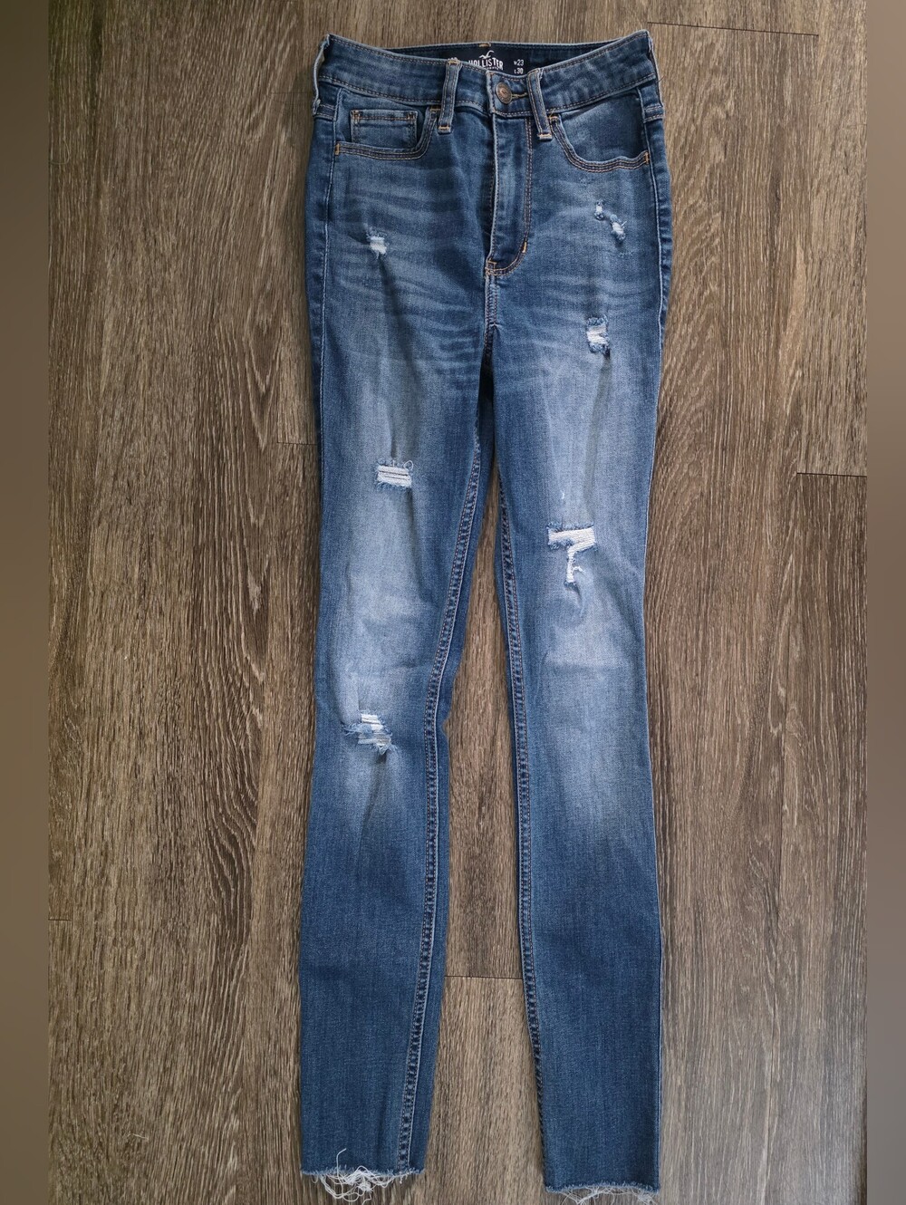 Hollister Blue Distressed Women's Jeans - Classic Slim Fit W23 L30